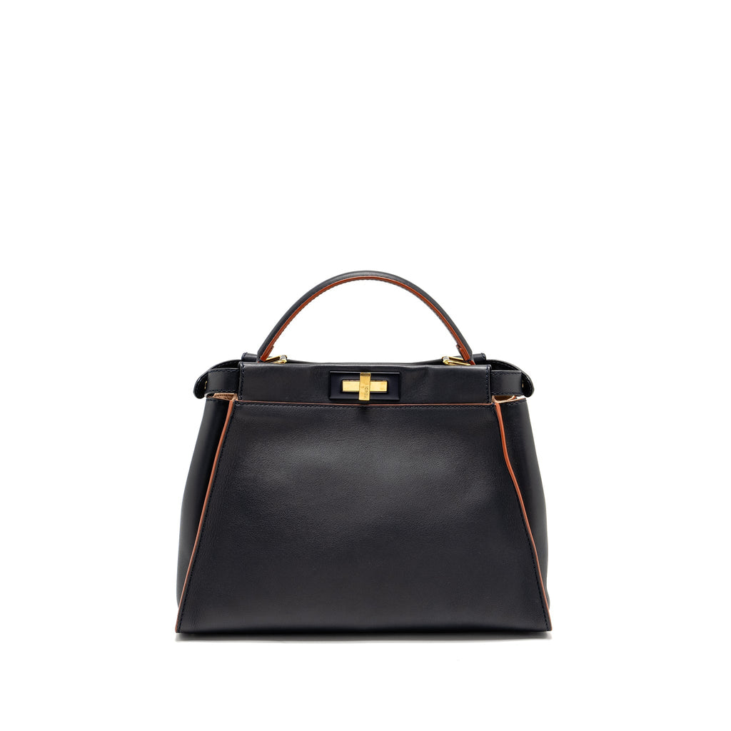FENDI MEDIUM PEEKABOO CALFSKIN DARK BLUE/RED GHW