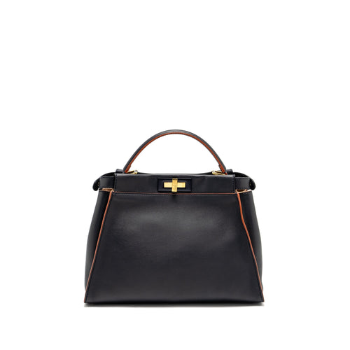 FENDI MEDIUM PEEKABOO CALFSKIN DARK BLUE/RED GHW