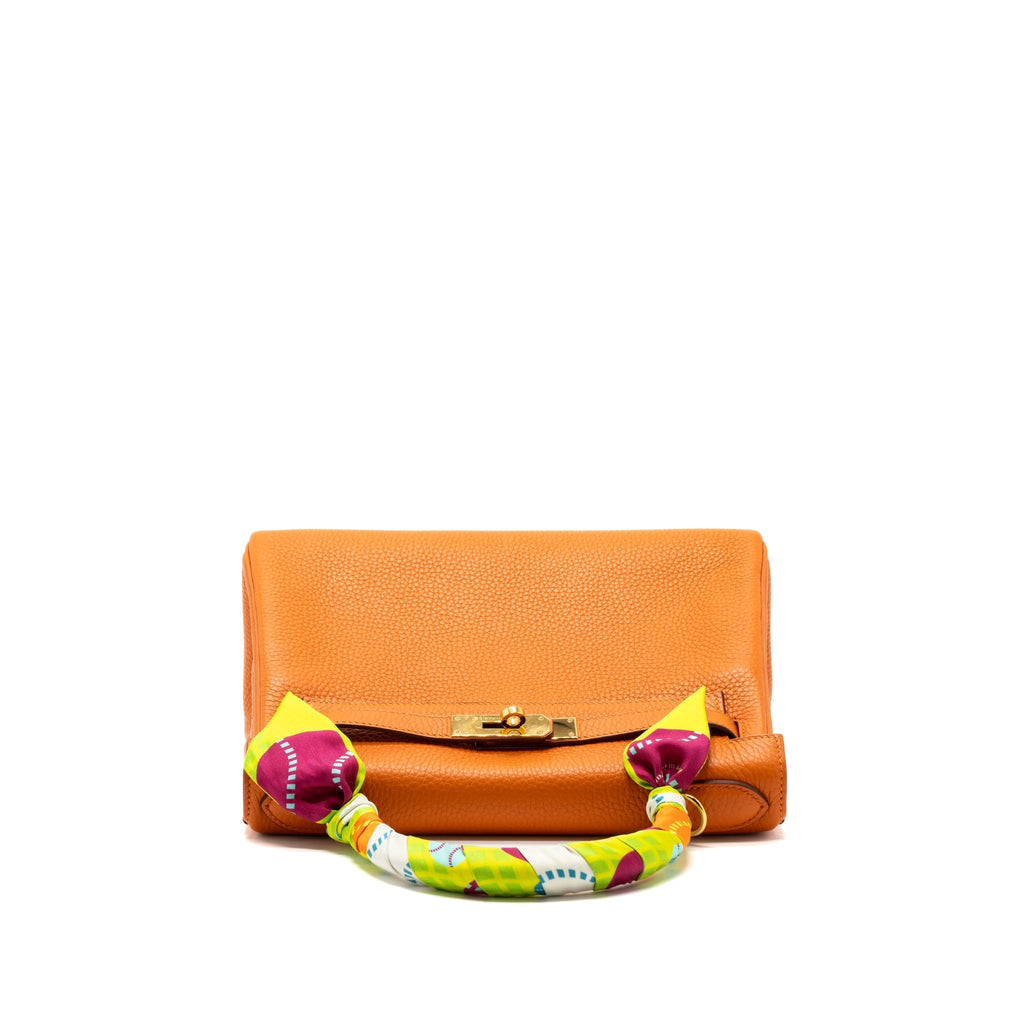 HERMES KELLY 28 CLEMENCE LEATHER 93 ORANGE GHW