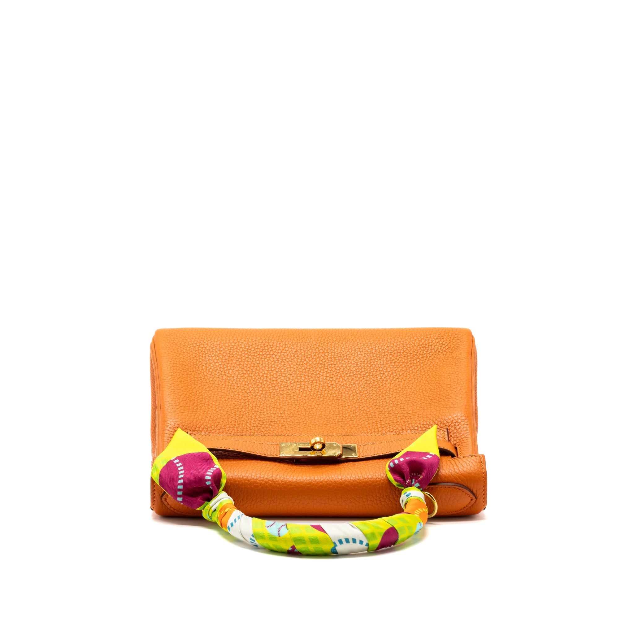 HERMES KELLY 28 CLEMENCE LEATHER 93 ORANGE GHW