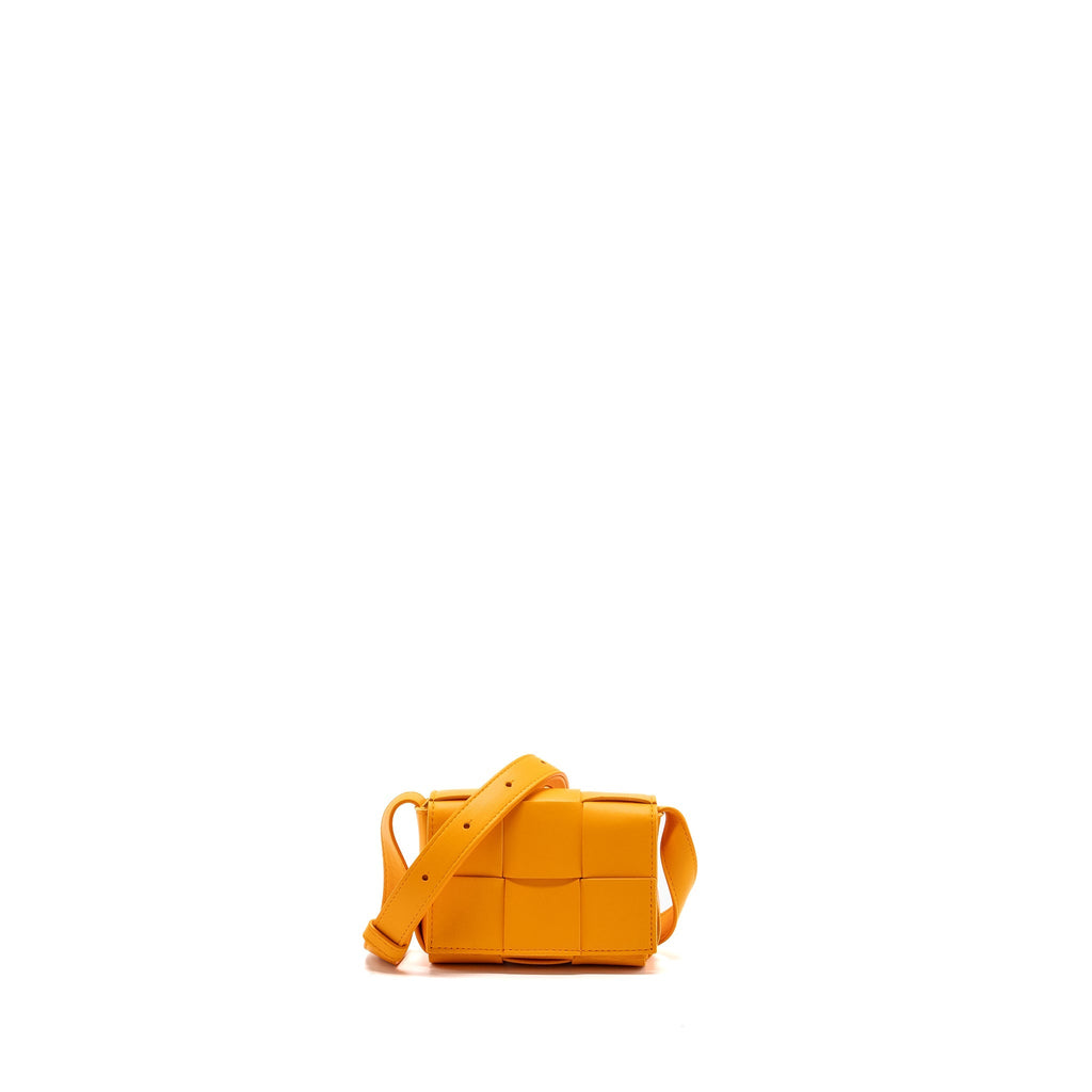 BOTTEGA VENETA MINI CASSETTE CROSSBODY BAG LAMBSKIN ORANGE GHW