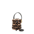FENDI MON TRESOR BUCKET BAG SHEARLING ZUCCA PINK/BLACK GHW