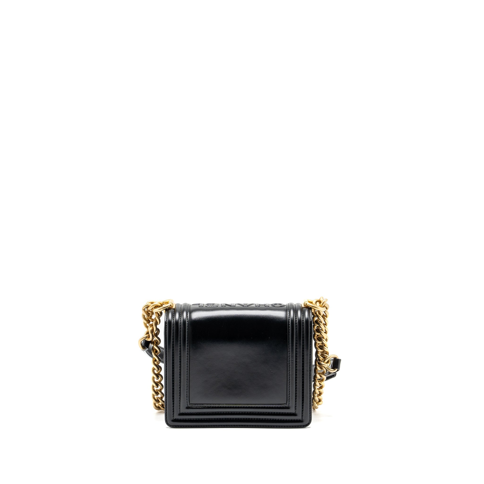 CHANEL MINI SQUARE BOY BAG LIMITED EDITION CALFSKIN BLACK GHW (MICROCHIP)