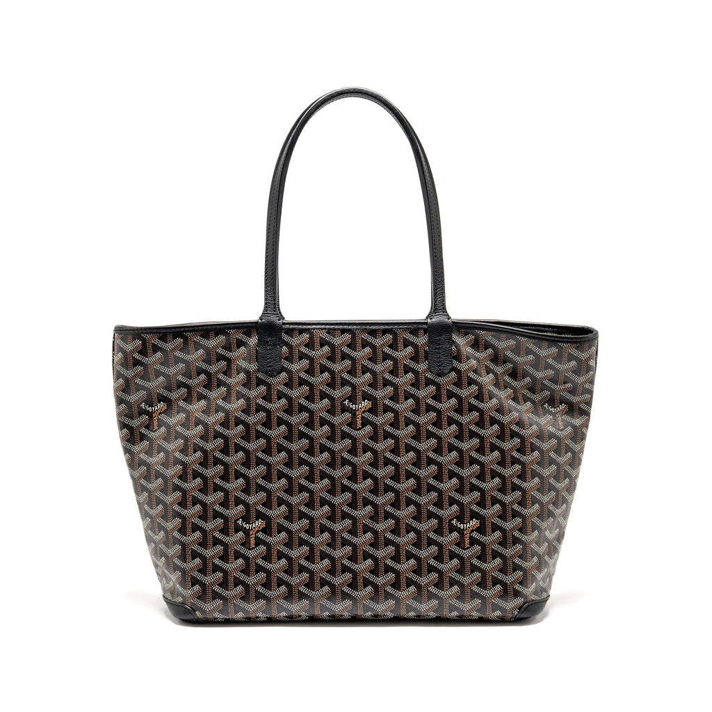 GOYARD ARTOIS PM HANDBAG GOYARDINE CANVAS/CALFSKIN BLACK SHW