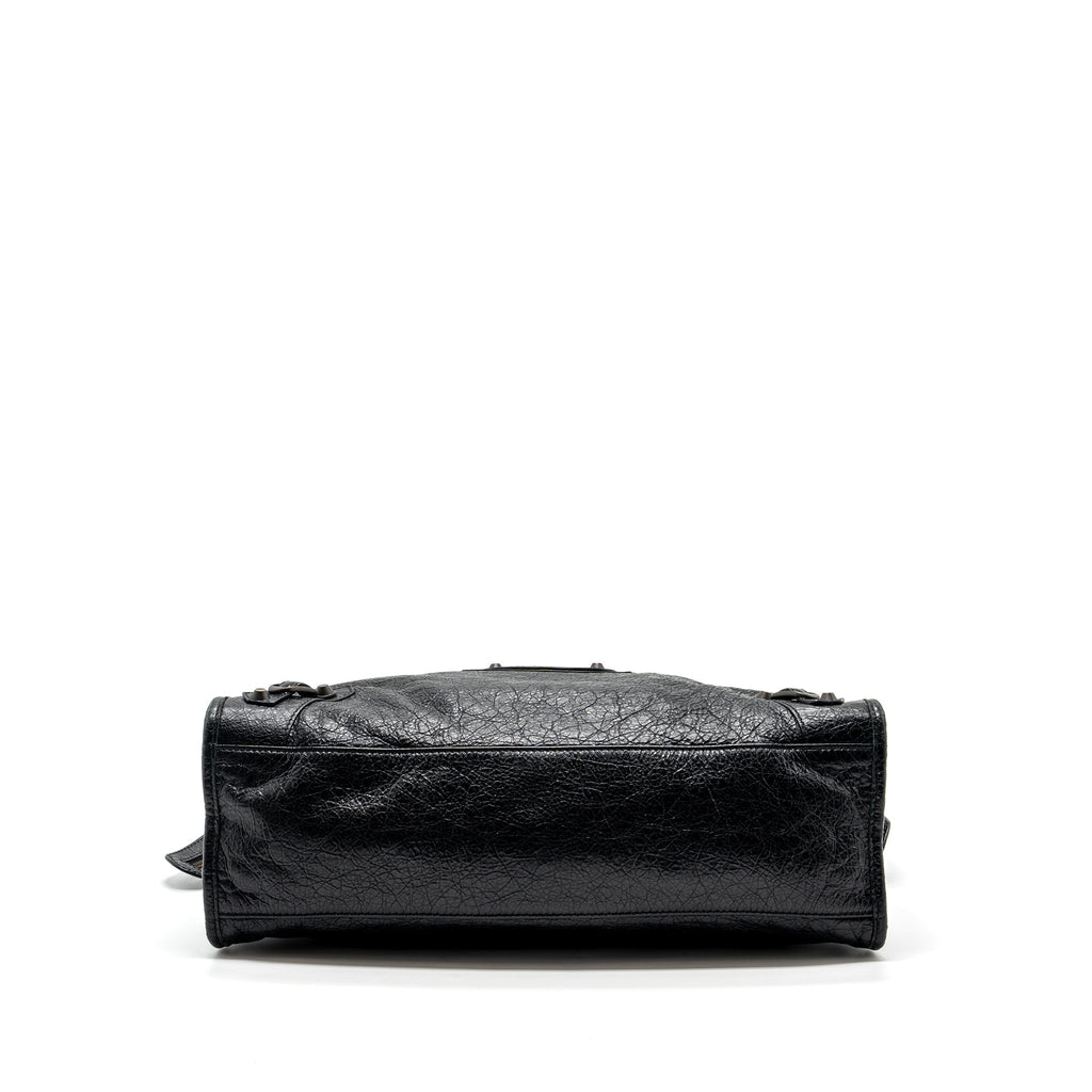 BALENCIAGA CITY BAG CALFSKIN BLACK RUTHENIUM HARDWARE