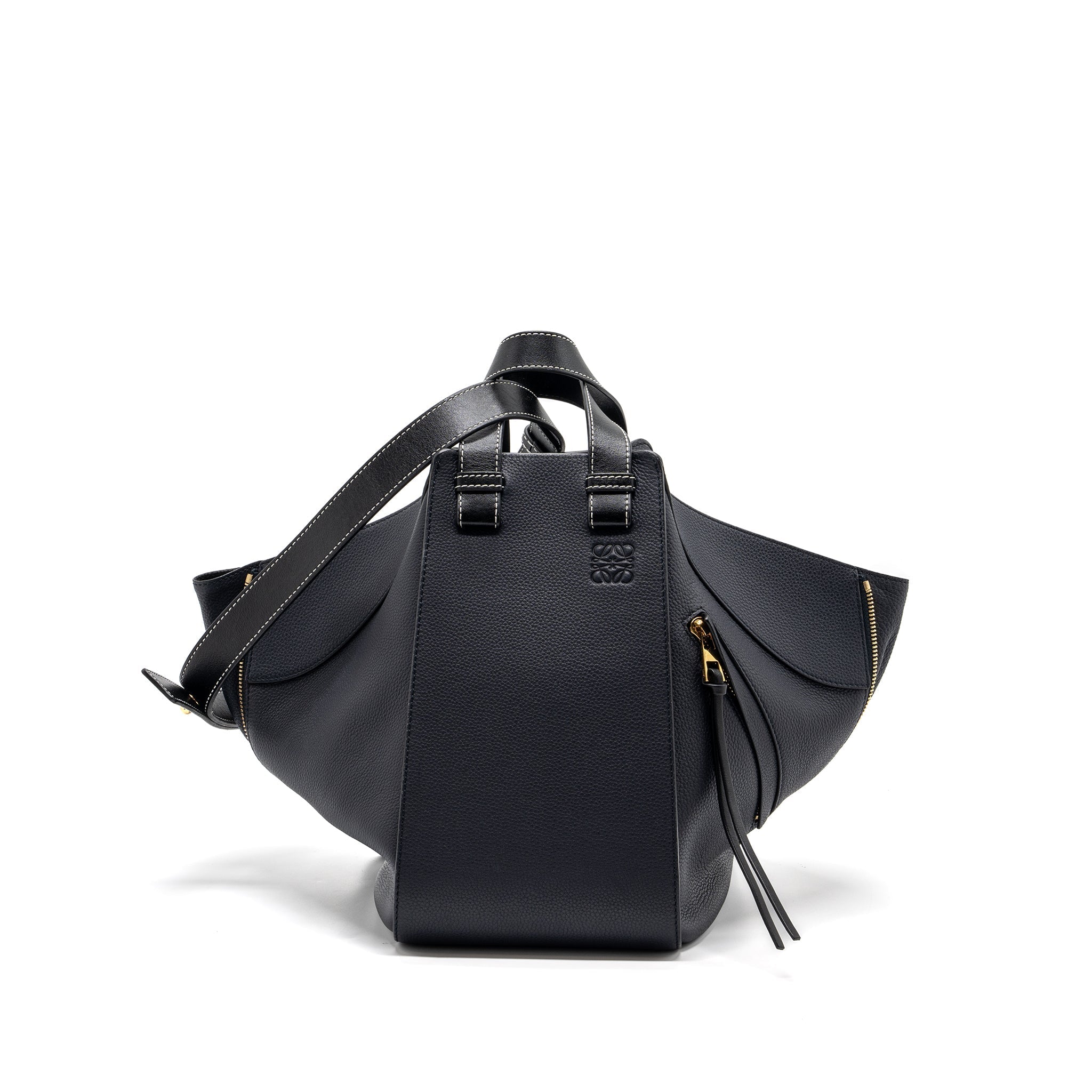LOEWE MEDIUM HAMMOCK BAG GRAINED CALFSKIN DARK BLUE GHW