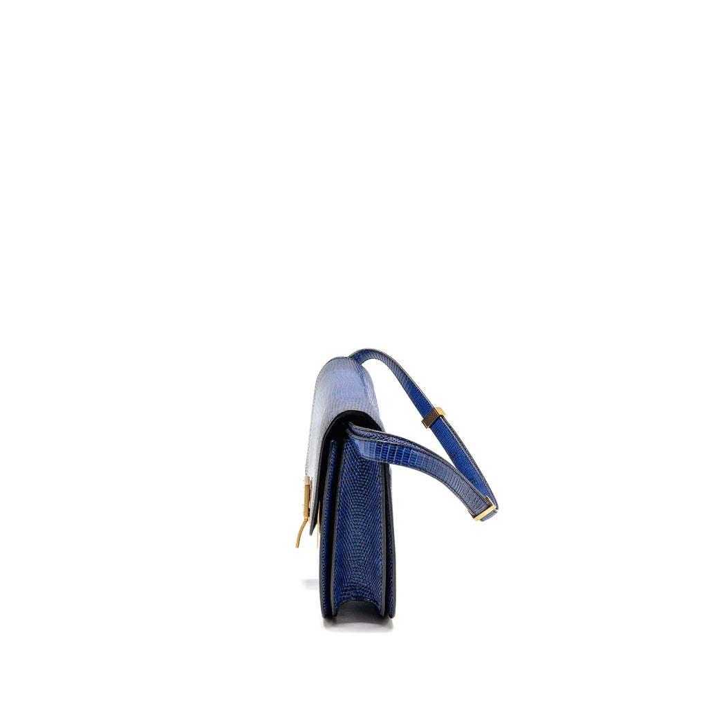 CELINE MEDIUM CLASSIC BOX BAG LIZARD BLUE GHW