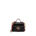 GUCCI GG MARMONT MINI TOP HANDLE BAG CALFSKIN BLACK/RED GHW