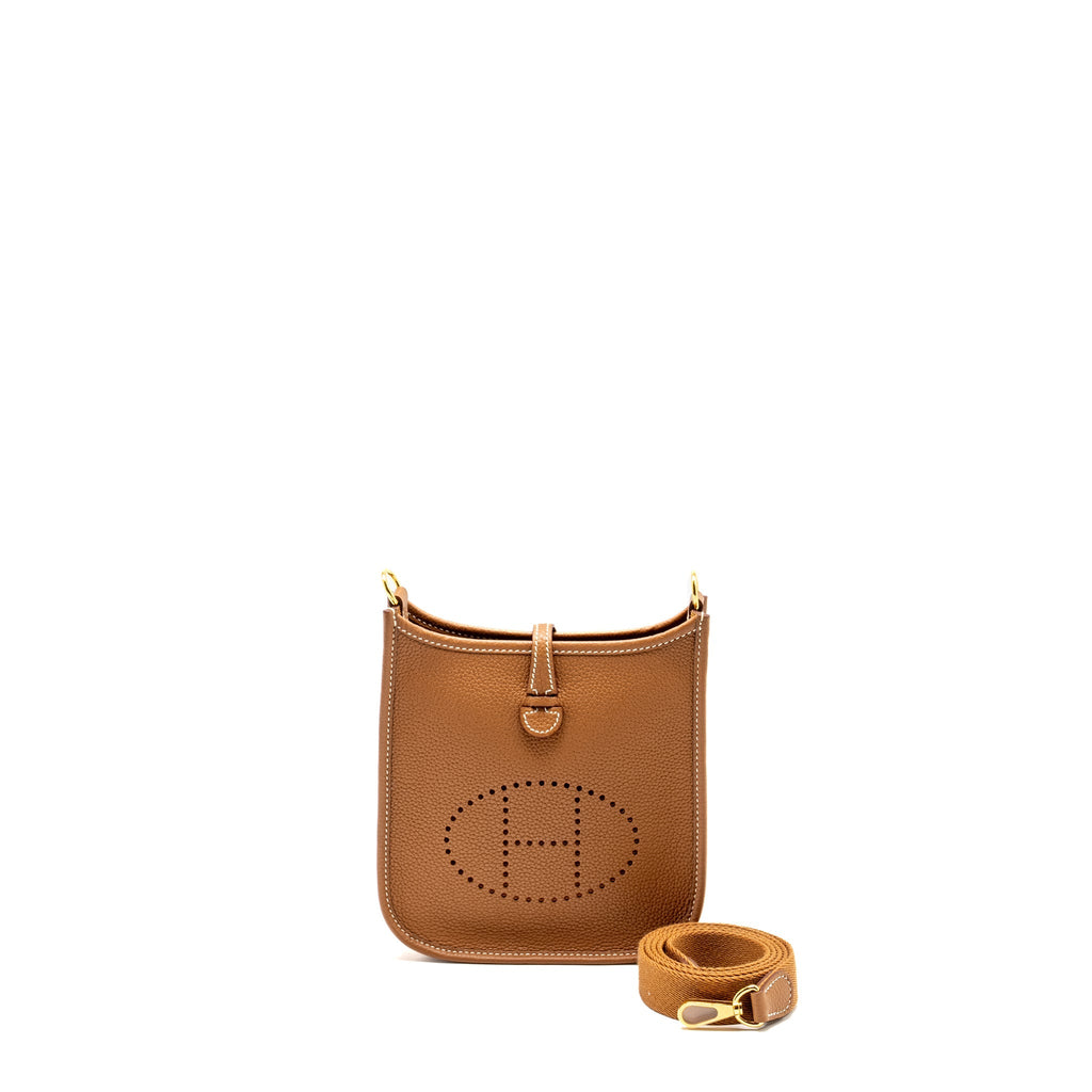 HERMES MINI EVELYNE TAURILLON MAURICE GOLD GHW