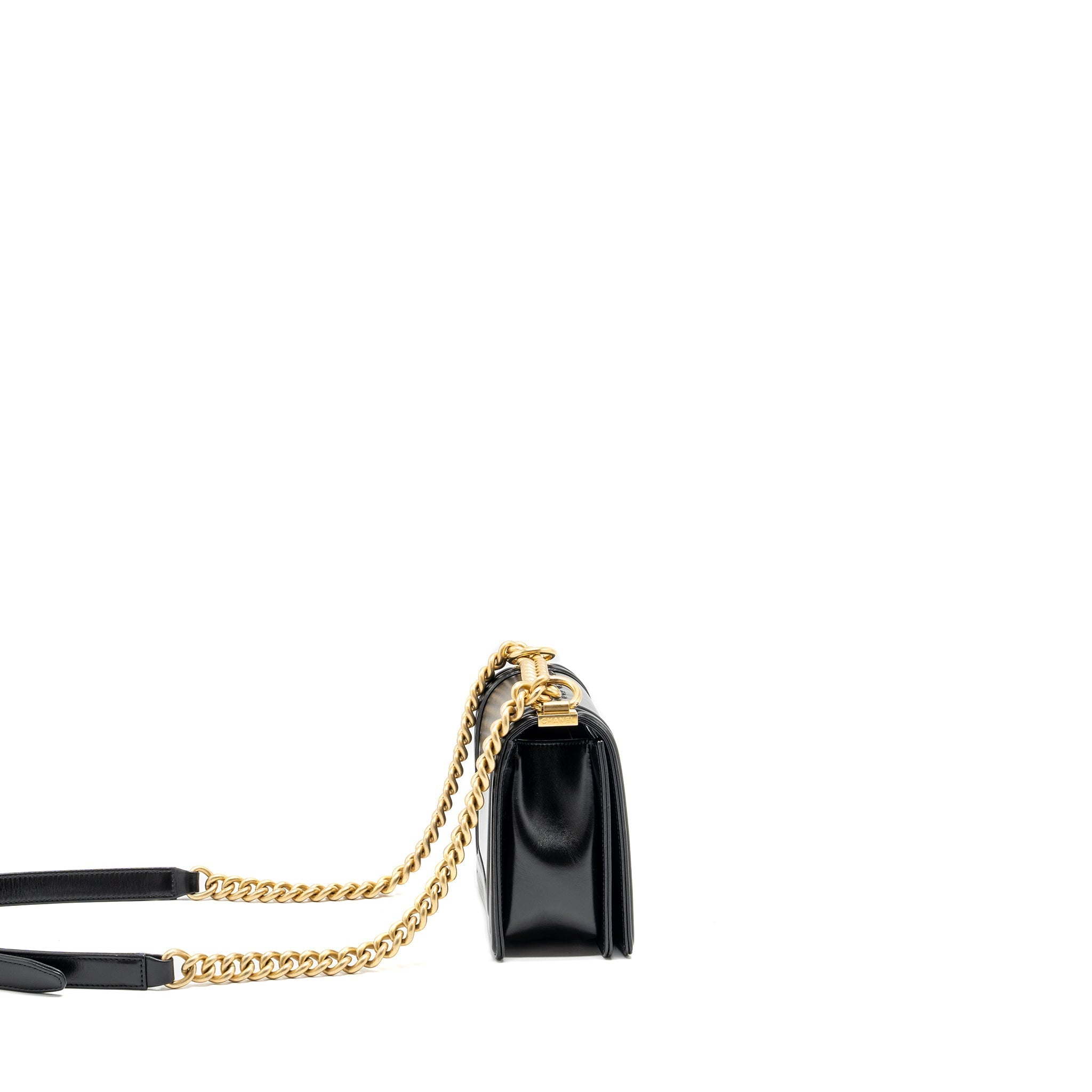 CHANEL MINI SQUARE BOY BAG LIMITED EDITION CALFSKIN BLACK GHW (MICROCHIP)
