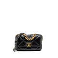 CHANEL SMALL 19 BAG LAMBSKIN BLACK MULTICOLOR HARDWARE (MICROCHIP)