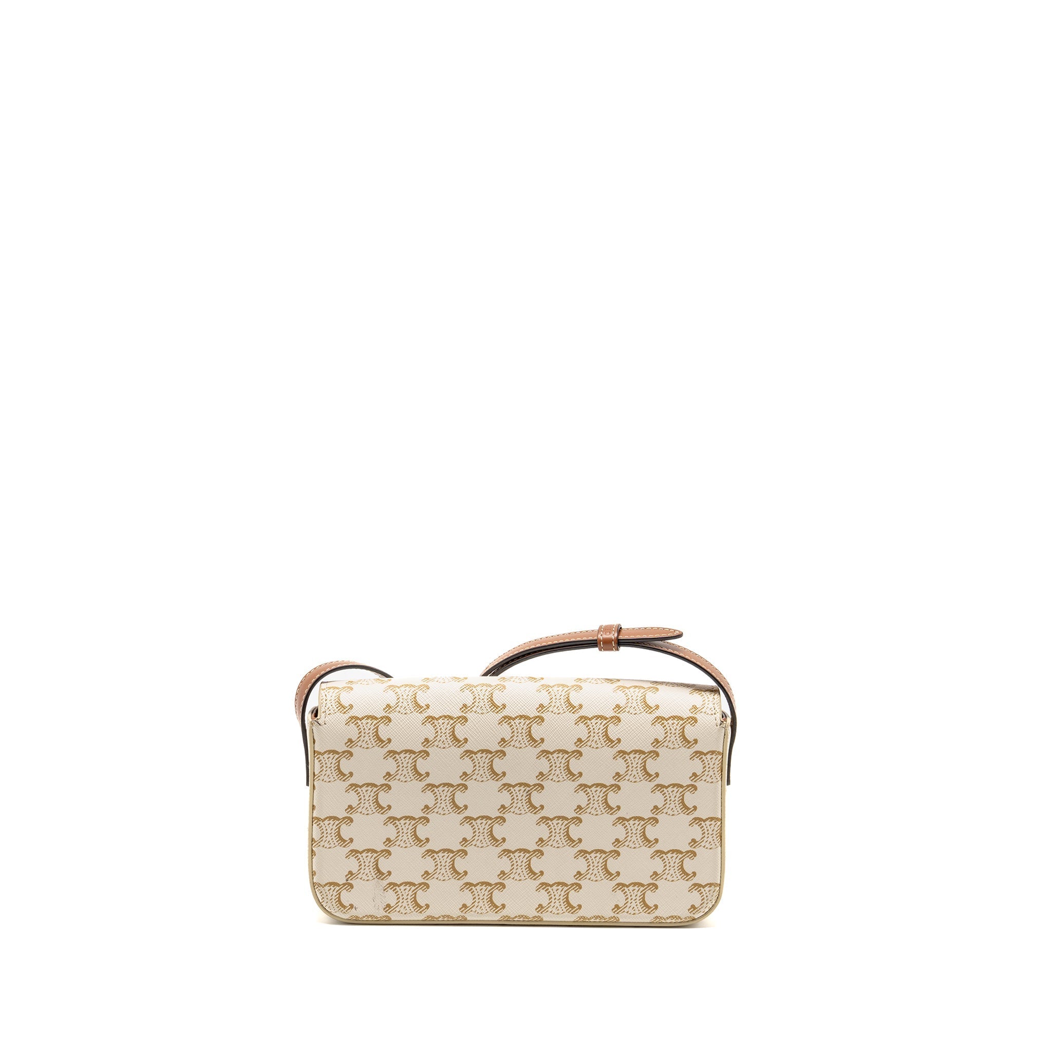 CELINE TRIOMPHE SHOUDER BAG TRIOMPHE CANVAS / CALFSKIN WHITE GHW