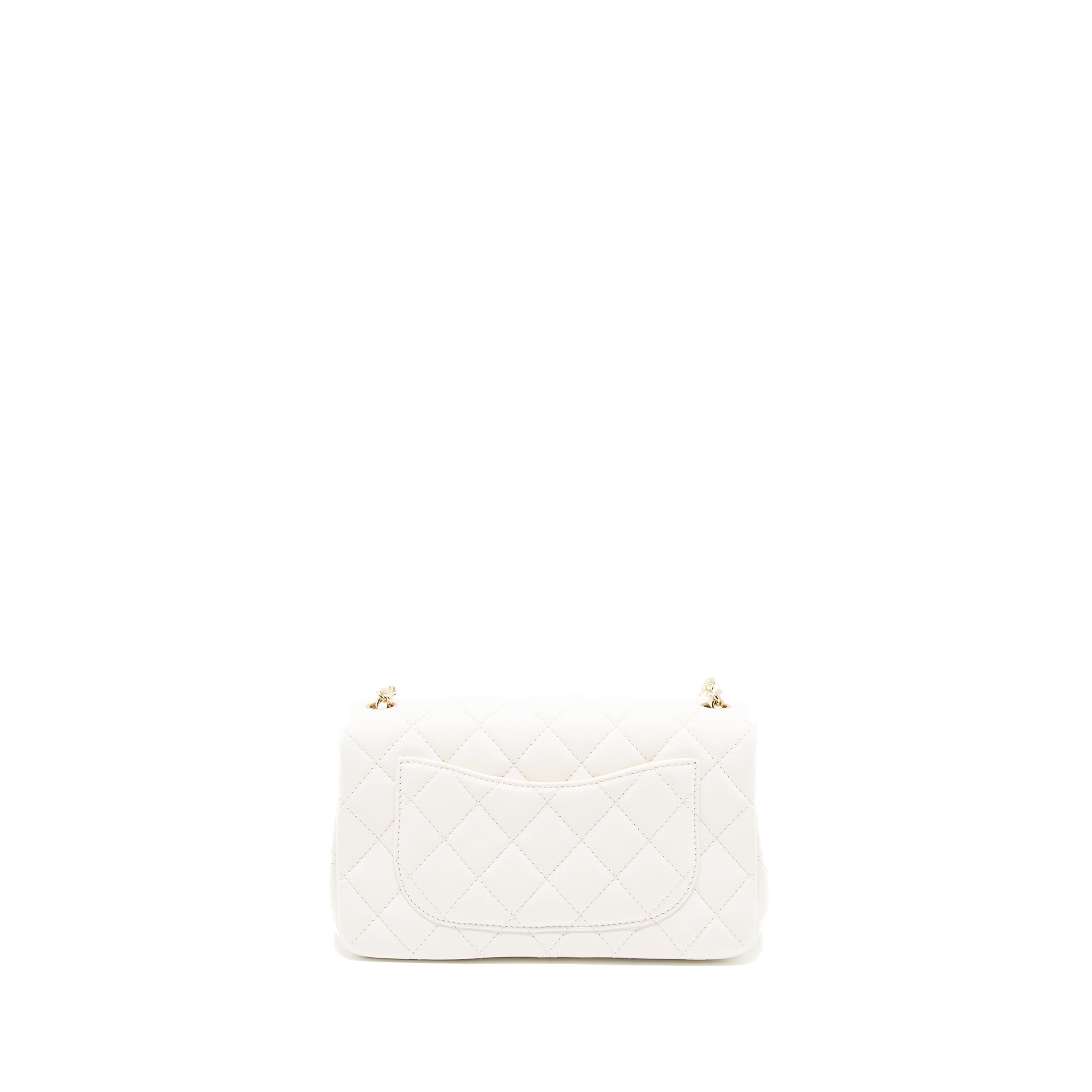 CHANEL 23C PEARL CRUSH MINI RECTANGULAR FLAP BAG LAMBSKIN WHITE LGHW (MICROCHIP)
