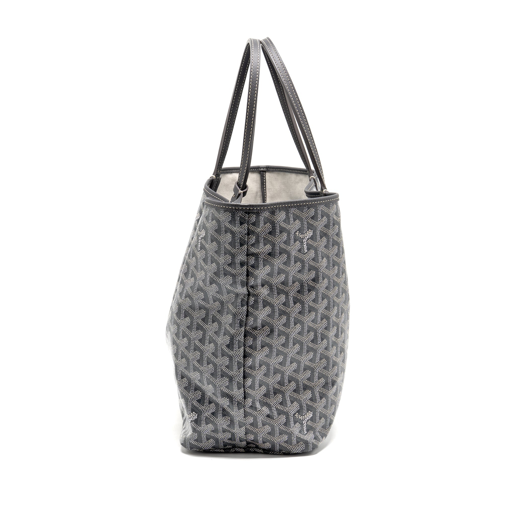 GOYARD SAINT LOUIS PM TOTE GOYARDINE CANVAS/CALFSKIN GREY SHW