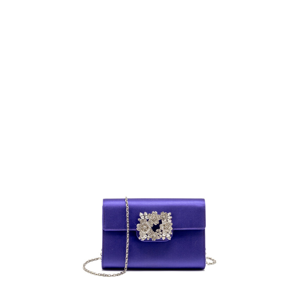 ROGER VIVIER EFFLORESCENCE MINI CLUTCH SILK BLEND SATIN PURPLE SHW