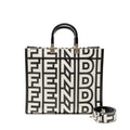 FENDI MEDIUM SUNSHINE ROMA SHOPPING BAG CALFSKIN BLACK/WHITE SHW
