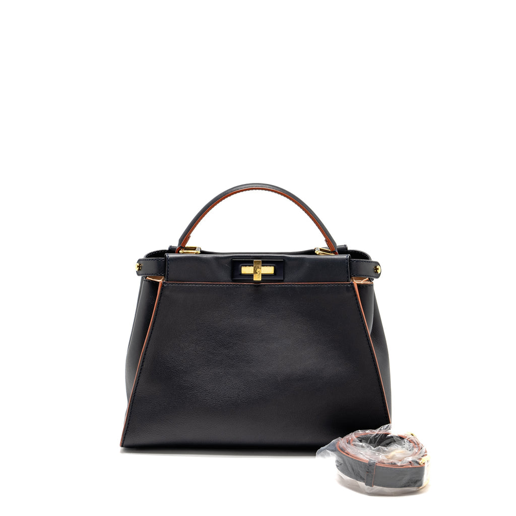 FENDI MEDIUM PEEKABOO CALFSKIN DARK BLUE/RED GHW