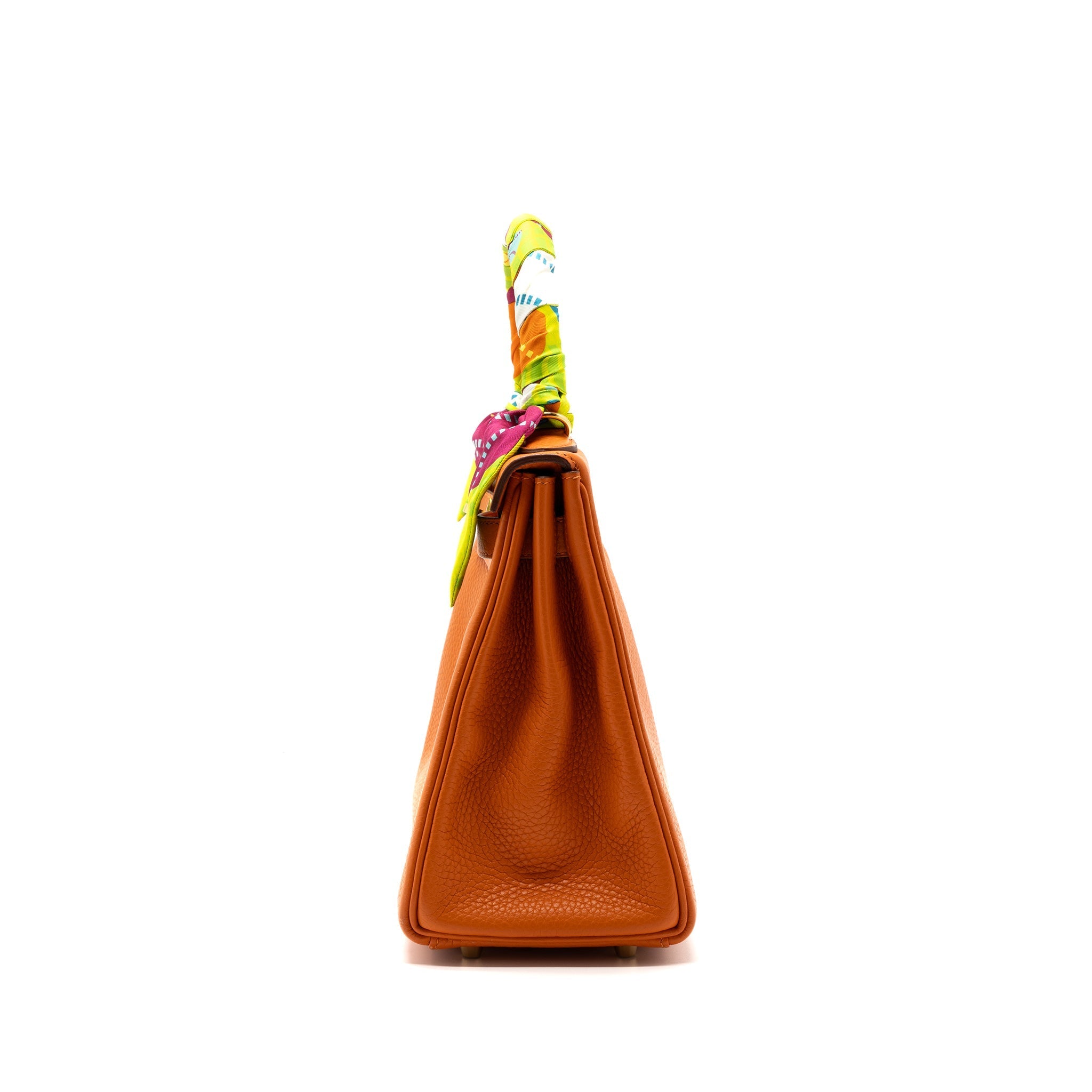 HERMES KELLY 28 CLEMENCE LEATHER 93 ORANGE GHW