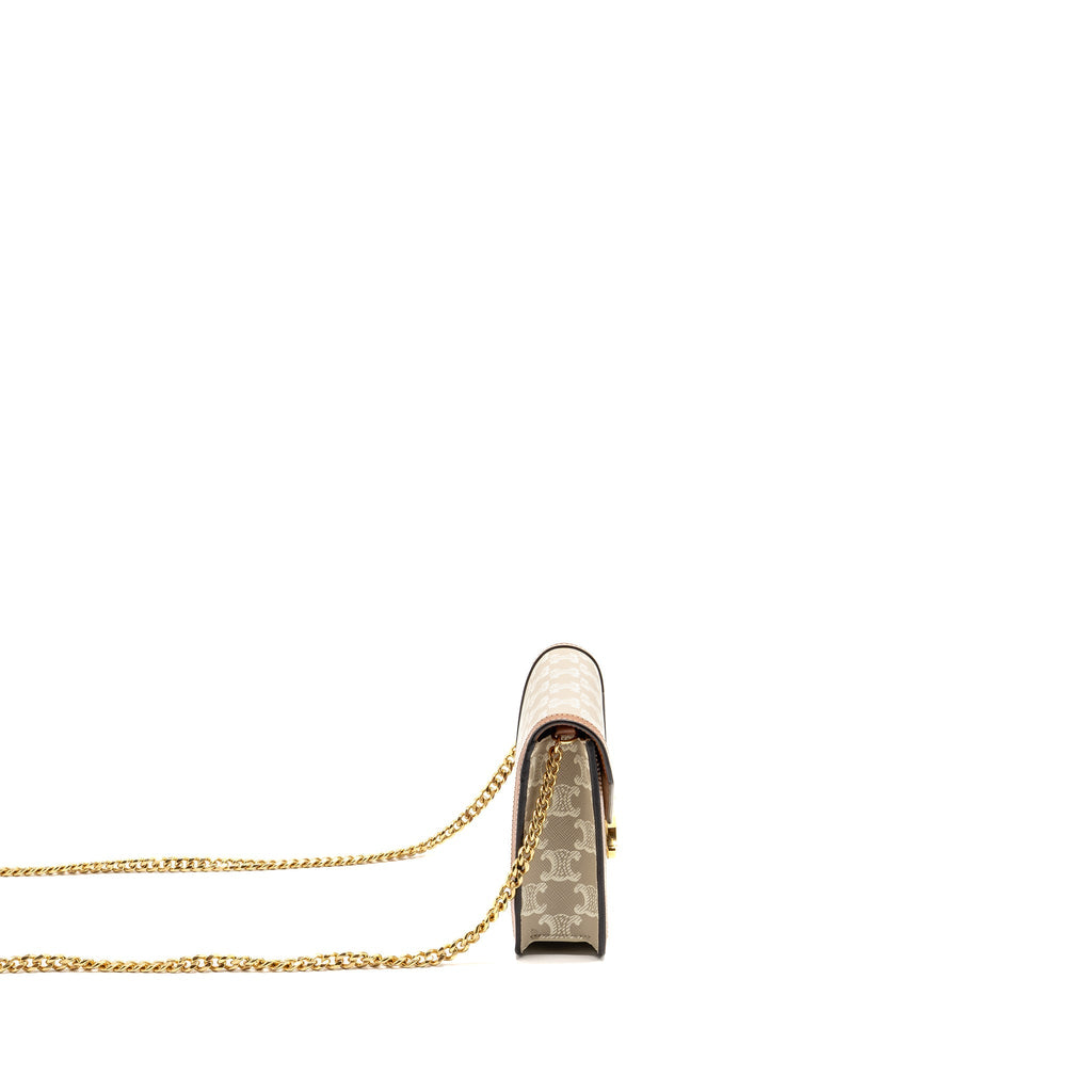 CELINE WALLET ON CHAIN MARGO TRIOMPHE CANVAS/CALFSKIN GHW