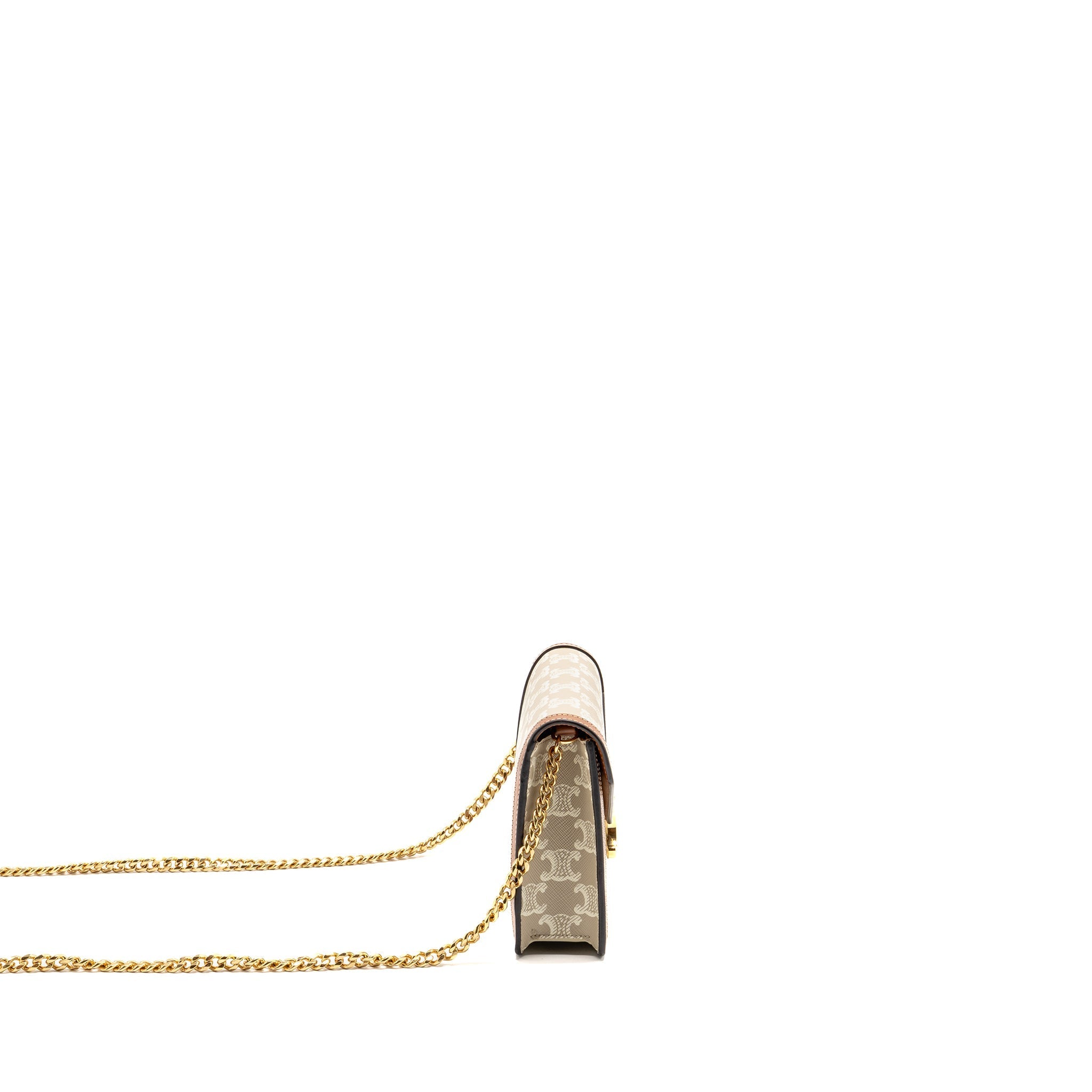 CELINE WALLET ON CHAIN MARGO TRIOMPHE CANVAS/CALFSKIN GHW