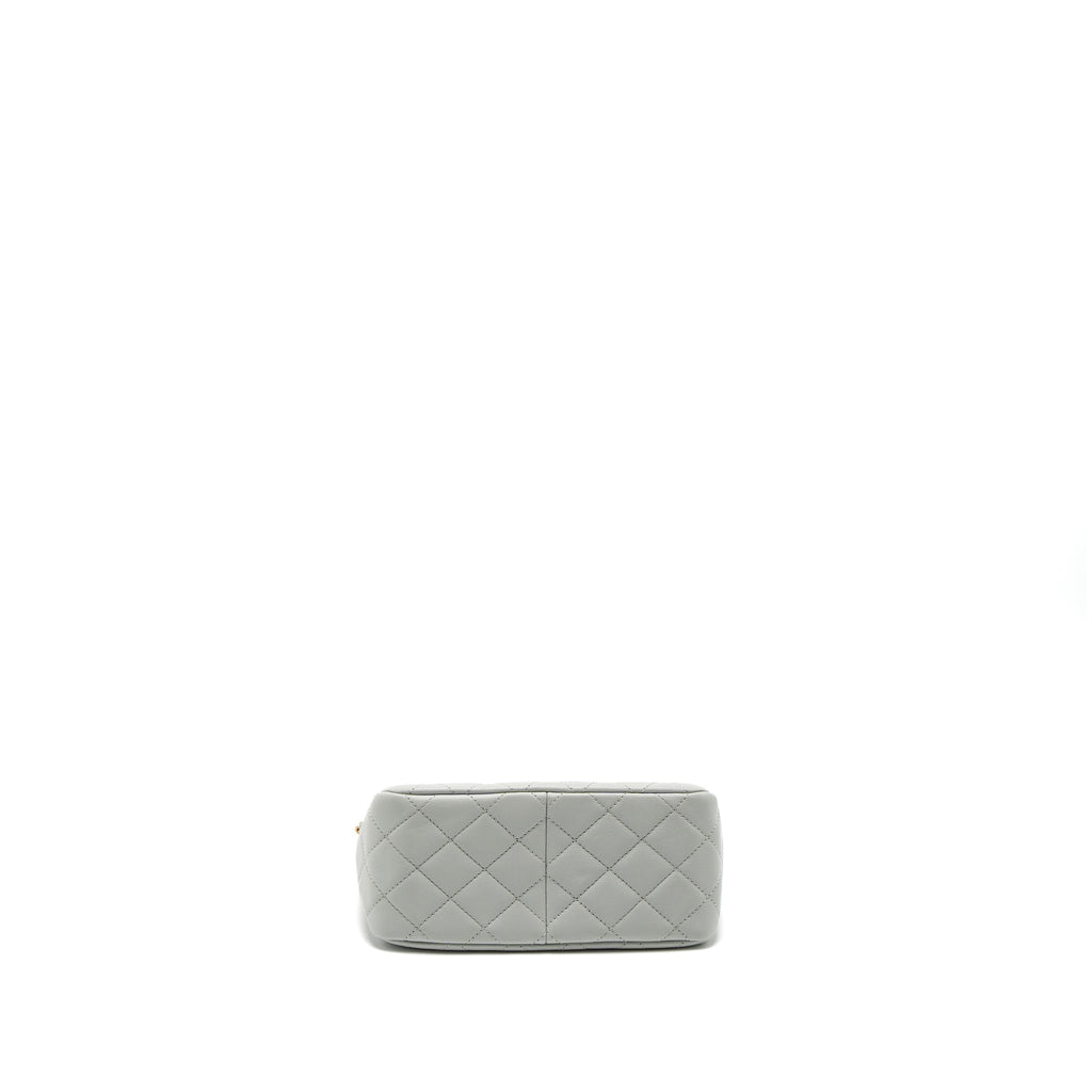 CHANEL PEARL CRUSH HOBO BAG LAMBSKIN LIGHT GREY BRUSHED GHW (MICROCHIP)