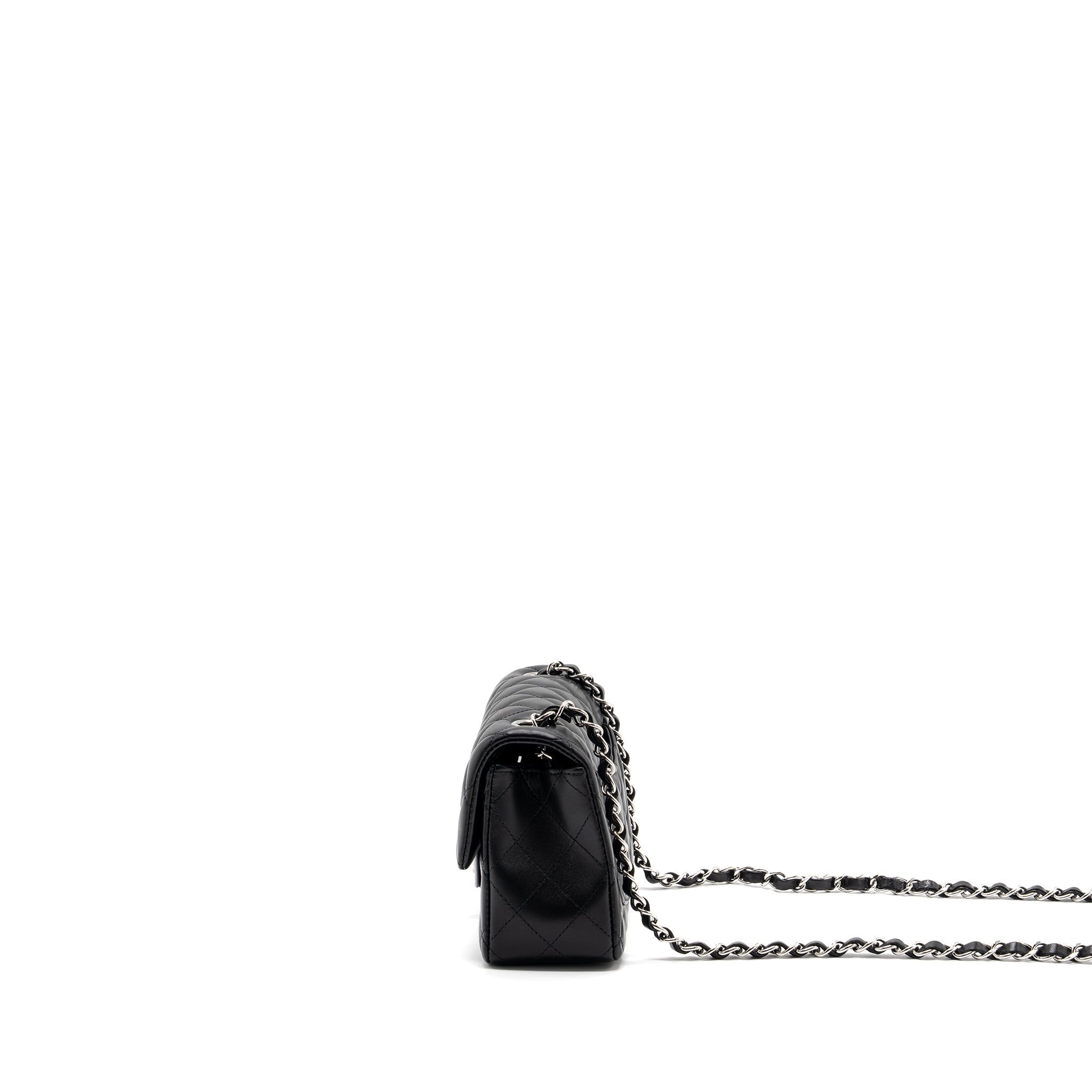 CHANEL MINI RECTANGULAR FLAP BAG LAMBSKIN BLACK SHW (MICROCHIP)
