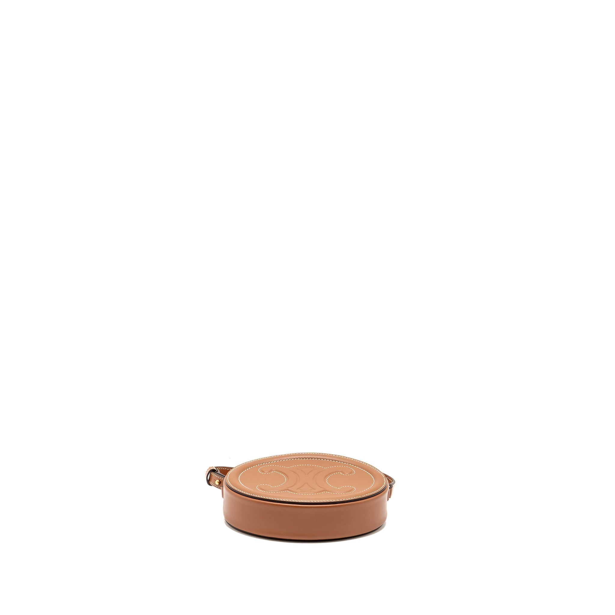 CELINE CROSSBODY OVAL PURSE CUIRASS TRIOMPHE SMOOTH CALFSKIN TAN GHW