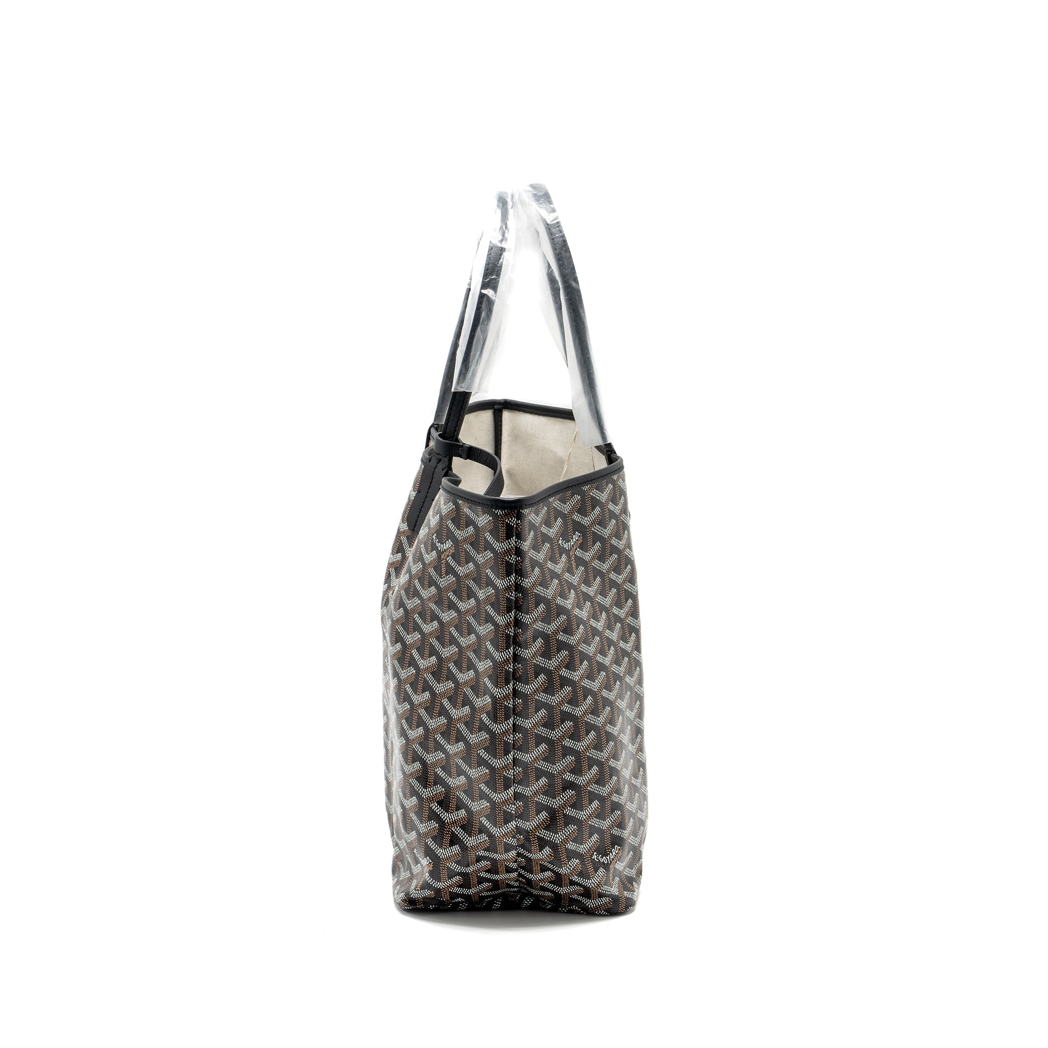 GOYARD SAINT LOUIS PM TOTE BAG GOYARDLINE CANVAS BLACK SHW