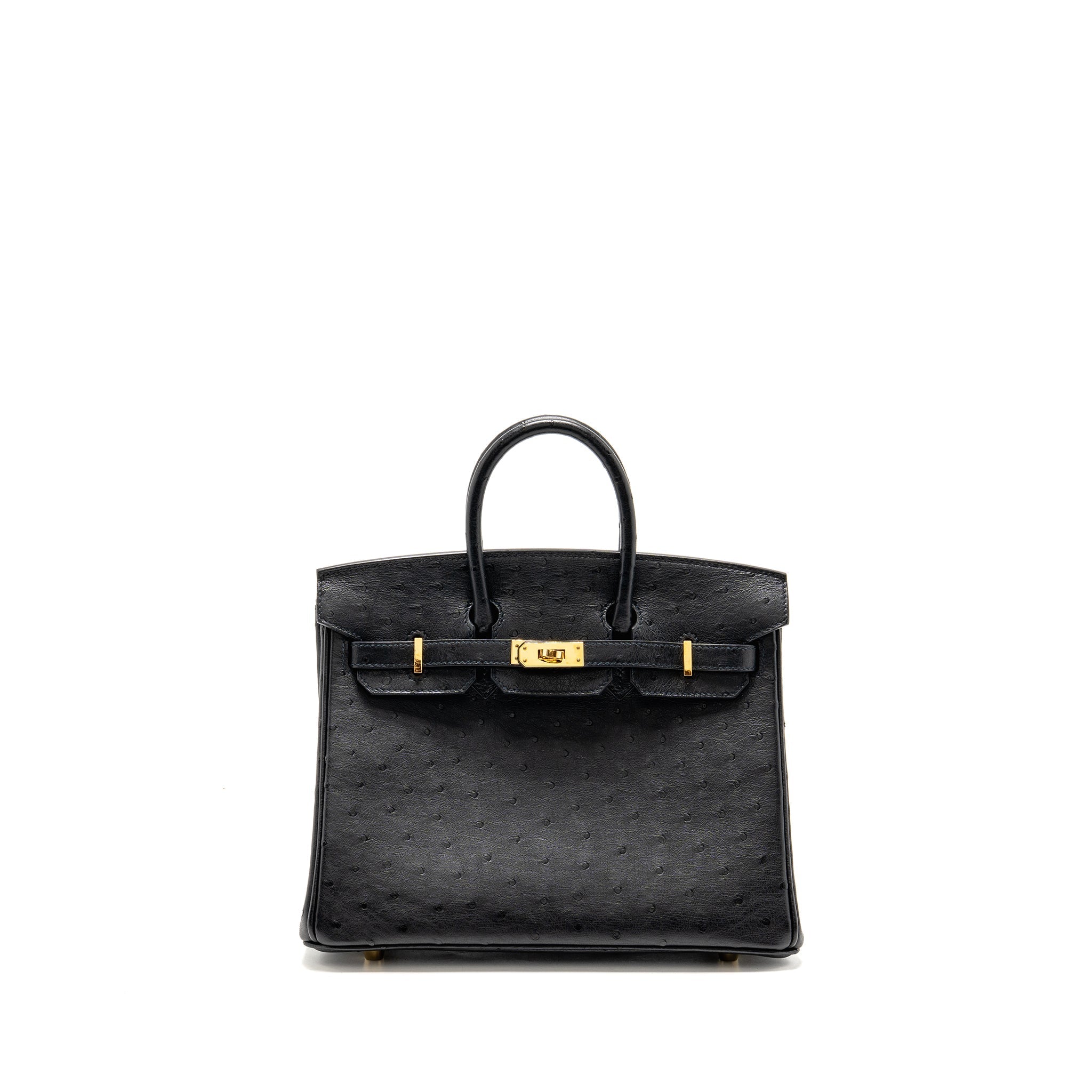 HERMES BIRKIN 25 OSTRICH BLACK GHW