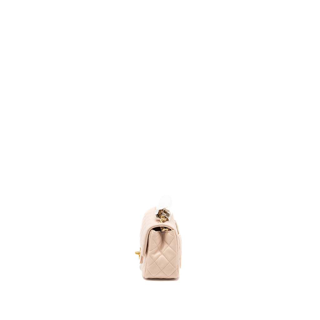 CHANEL 22C PEARL CRUSH MINI SQUARE FLAP BAG LAMBSKIN PINK GHW (MICROCHIP)