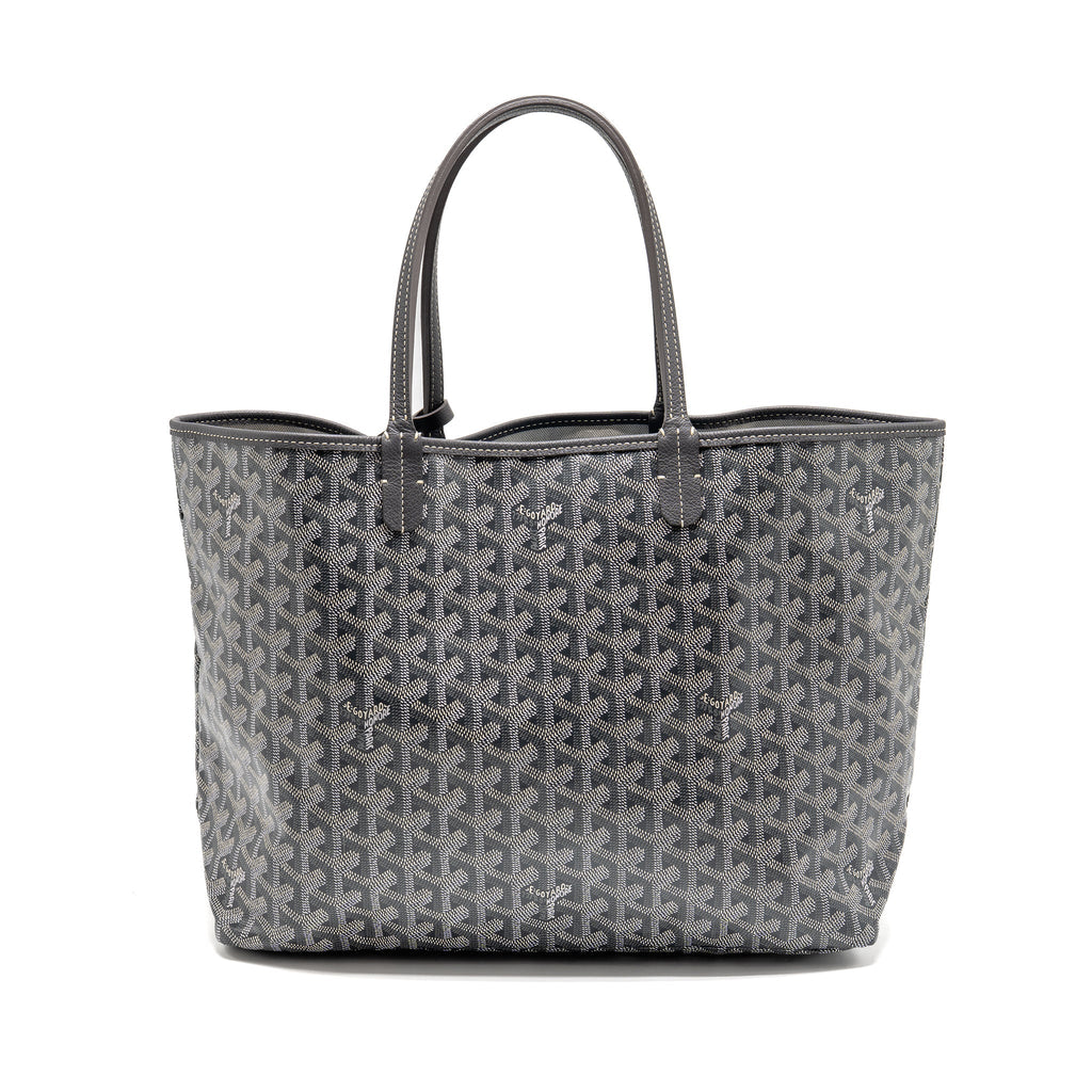 GOYARD SAINT LOUIS PM TOTE GOYARDINE CANVAS/CALFSKIN GREY SHW