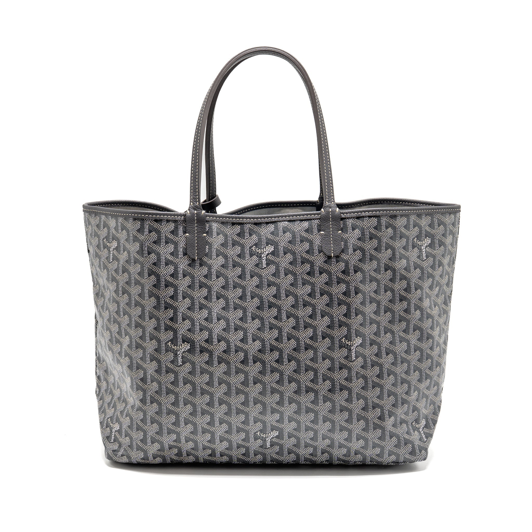 GOYARD SAINT LOUIS PM TOTE GOYARDINE CANVAS/CALFSKIN GREY SHW