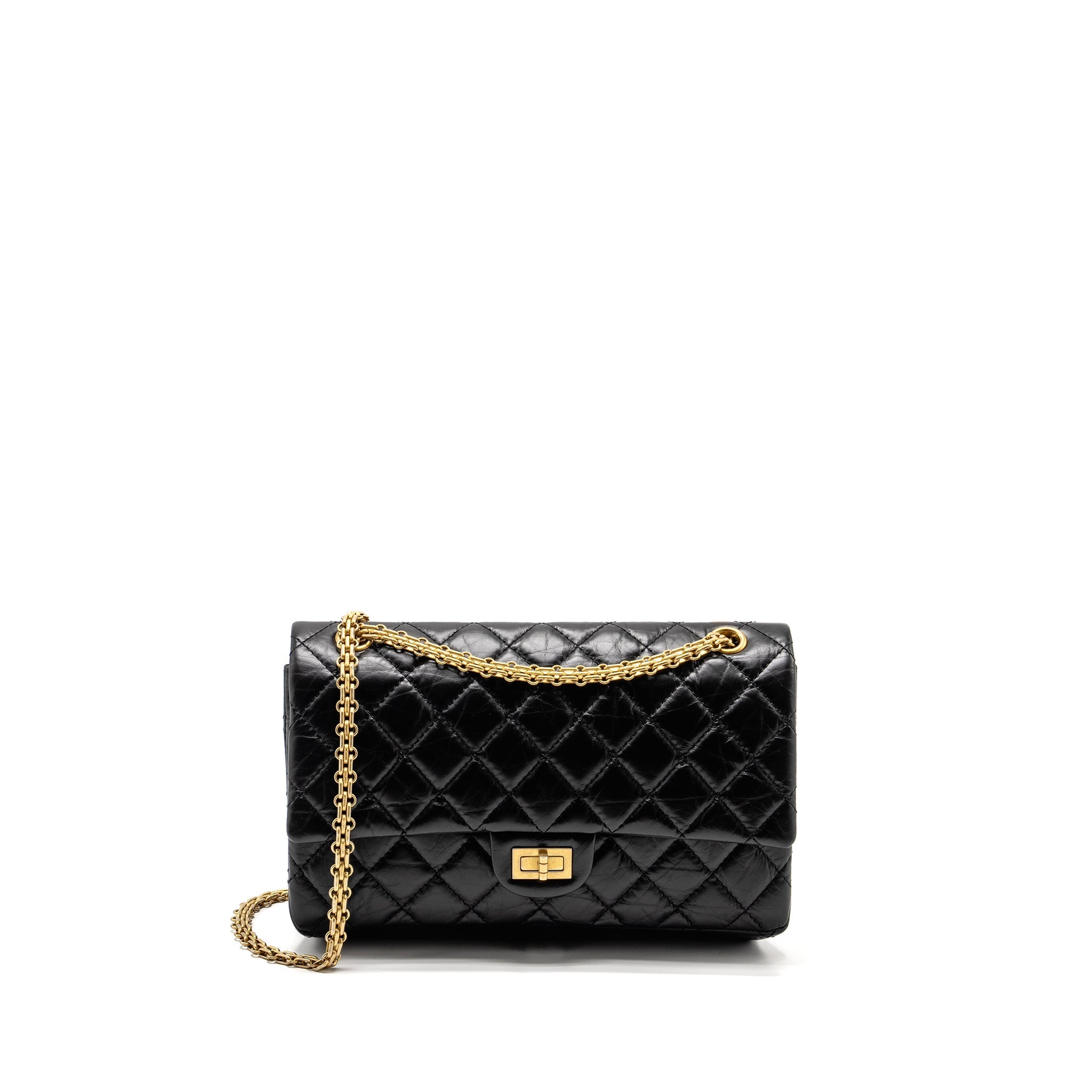 CHANEL LARGE 2.55 REISSUE FLAP BAG AGED CALFSKIN BLACK GHW