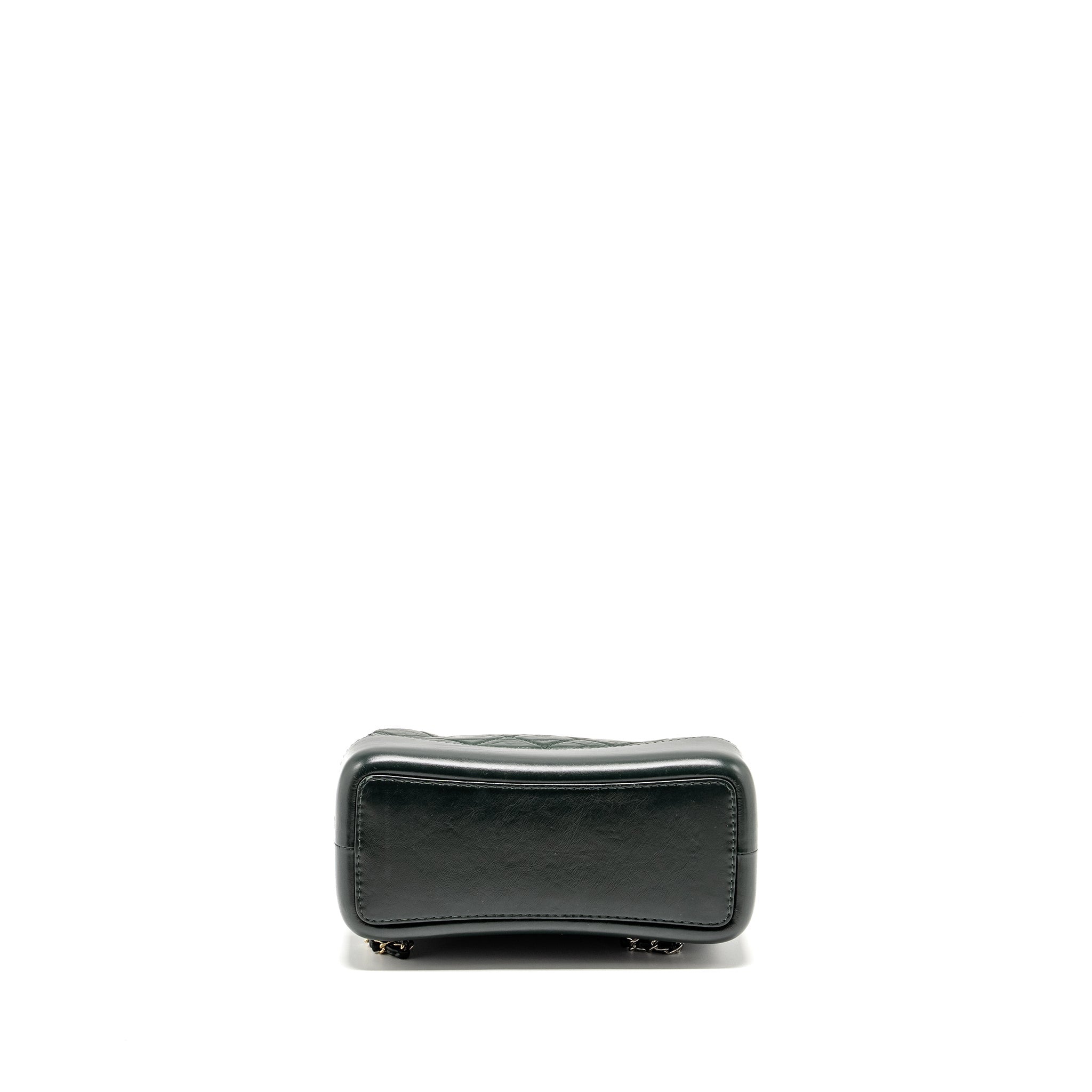 CHANEL SMALL GABRIELLE BACKPACK AGED CALFSKIN DARK GREEN MULTICOLOR HARDWARE