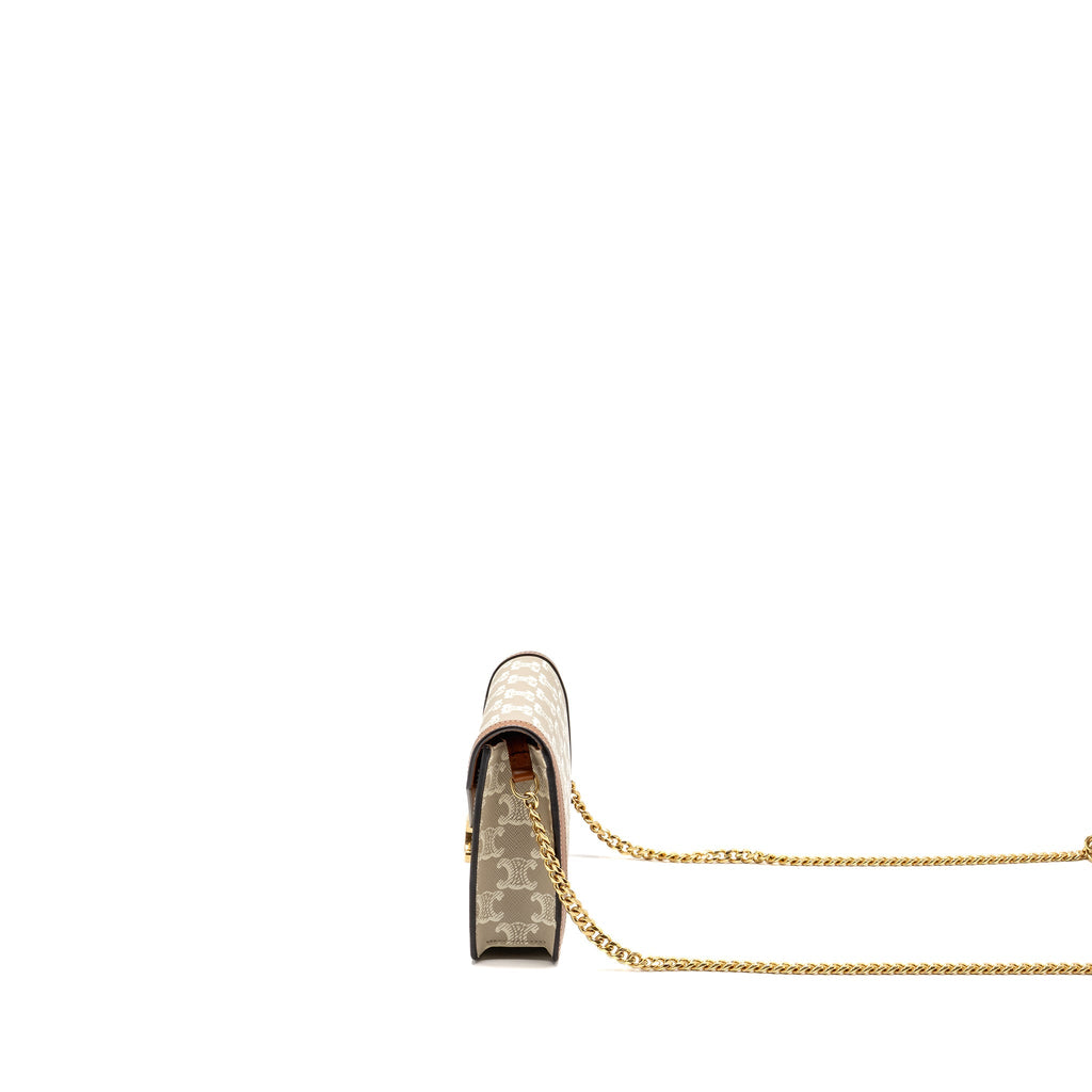 CELINE WALLET ON CHAIN MARGO TRIOMPHE CANVAS/CALFSKIN GHW