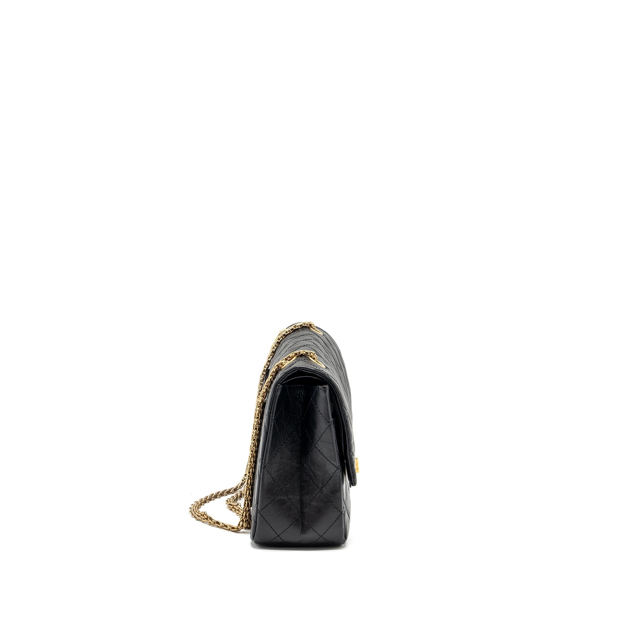 CHANEL MAXI 2.55 REISSUE FLAP BAG AGED CALFSKIN BLACK GHW