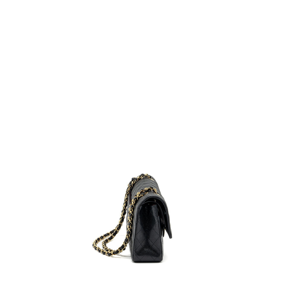 CHANEL MEDIUM CLASSIC DOUBLE FLAP BAG CAVIAR BLACK GHW (MICROCHIP)