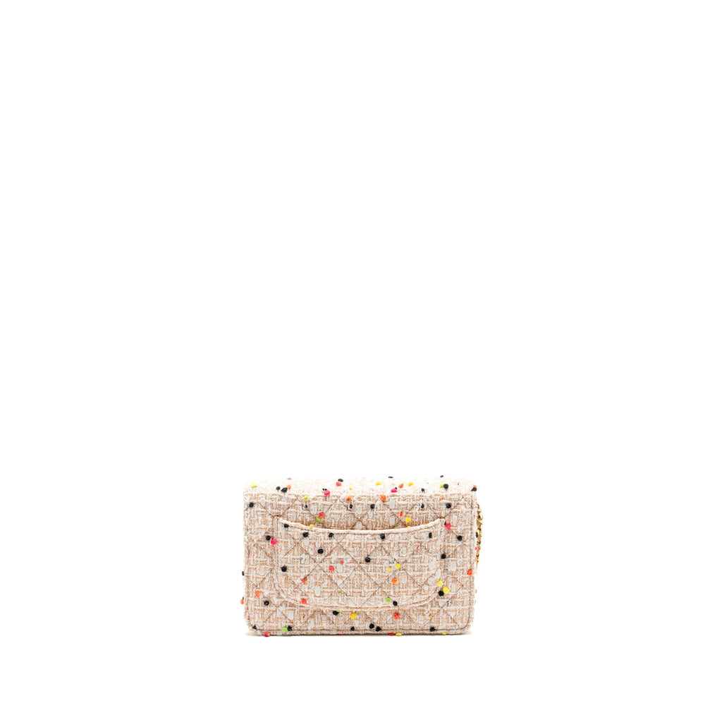 CHANEL 19S WALLET ON CHAIN/O MINI BAG TWEED MULTICOLOUR LGHW