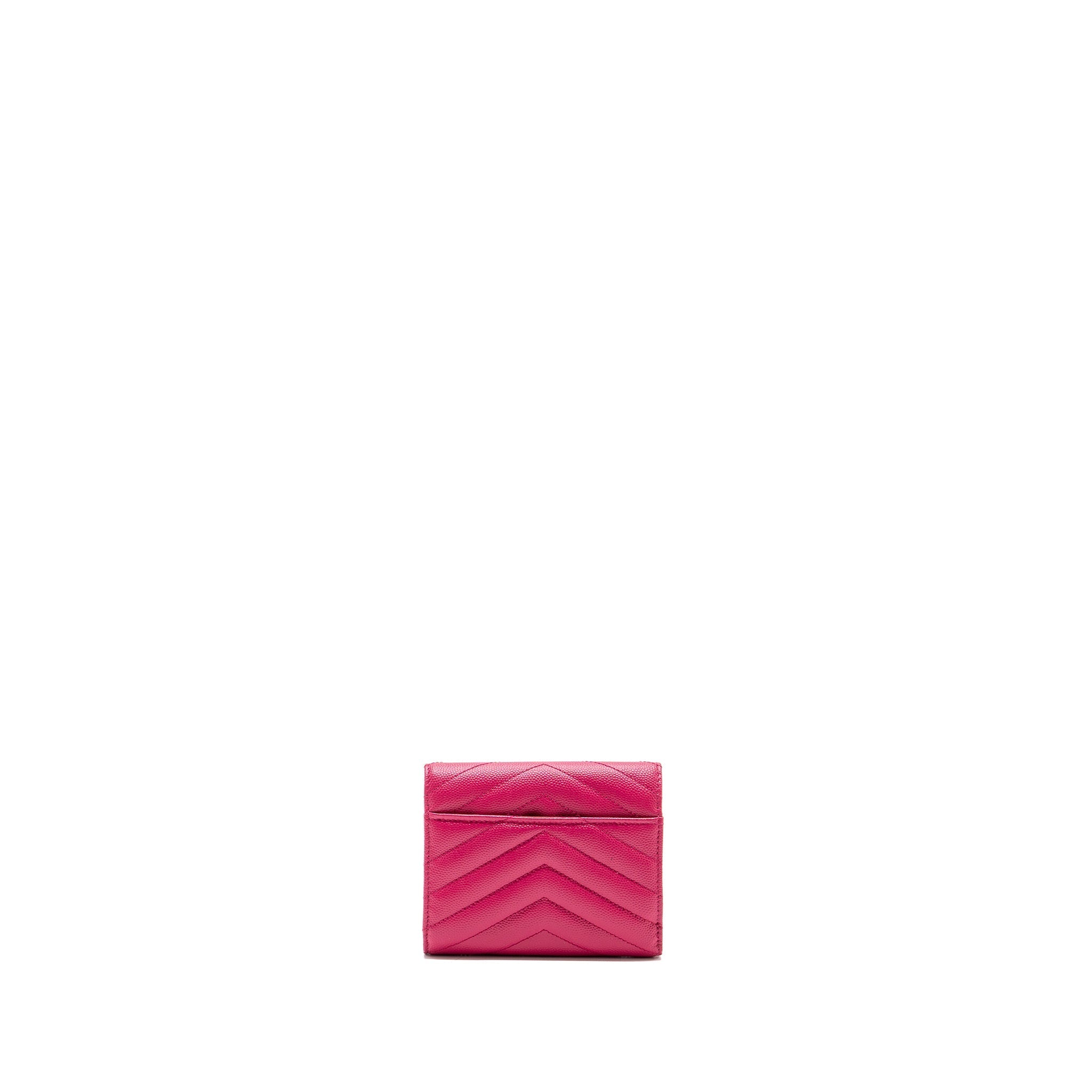 SAINT LAURENT COMPACT TRI-FOLD WALLET CALFSKIN PINK GHW