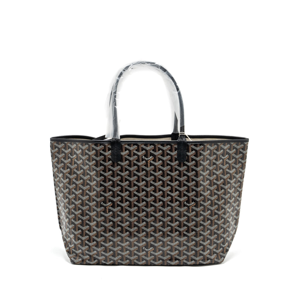 GOYARD SAINT LOUIS PM TOTE BAG GOYARDLINE CANVAS BLACK SHW