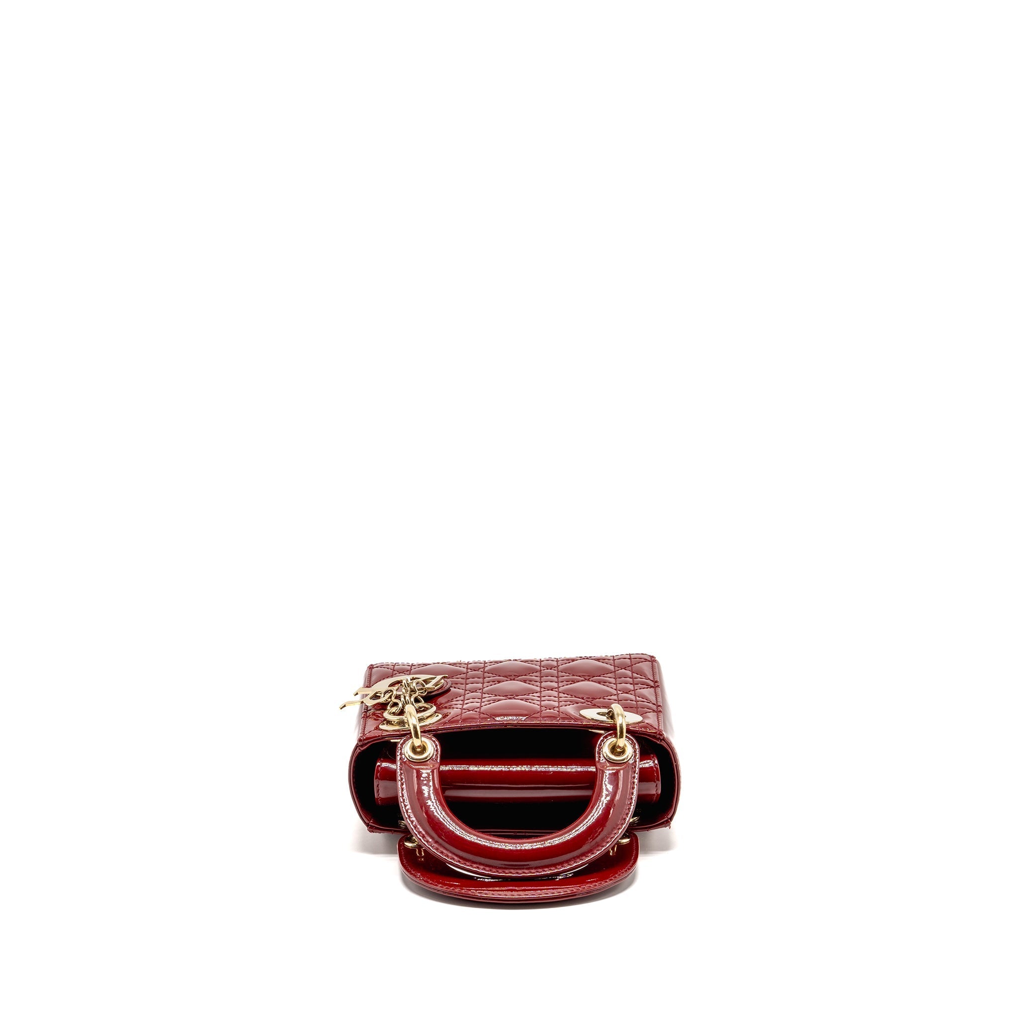 DIOR MINI LADY DIOR PATENT LEATHER RED GHW