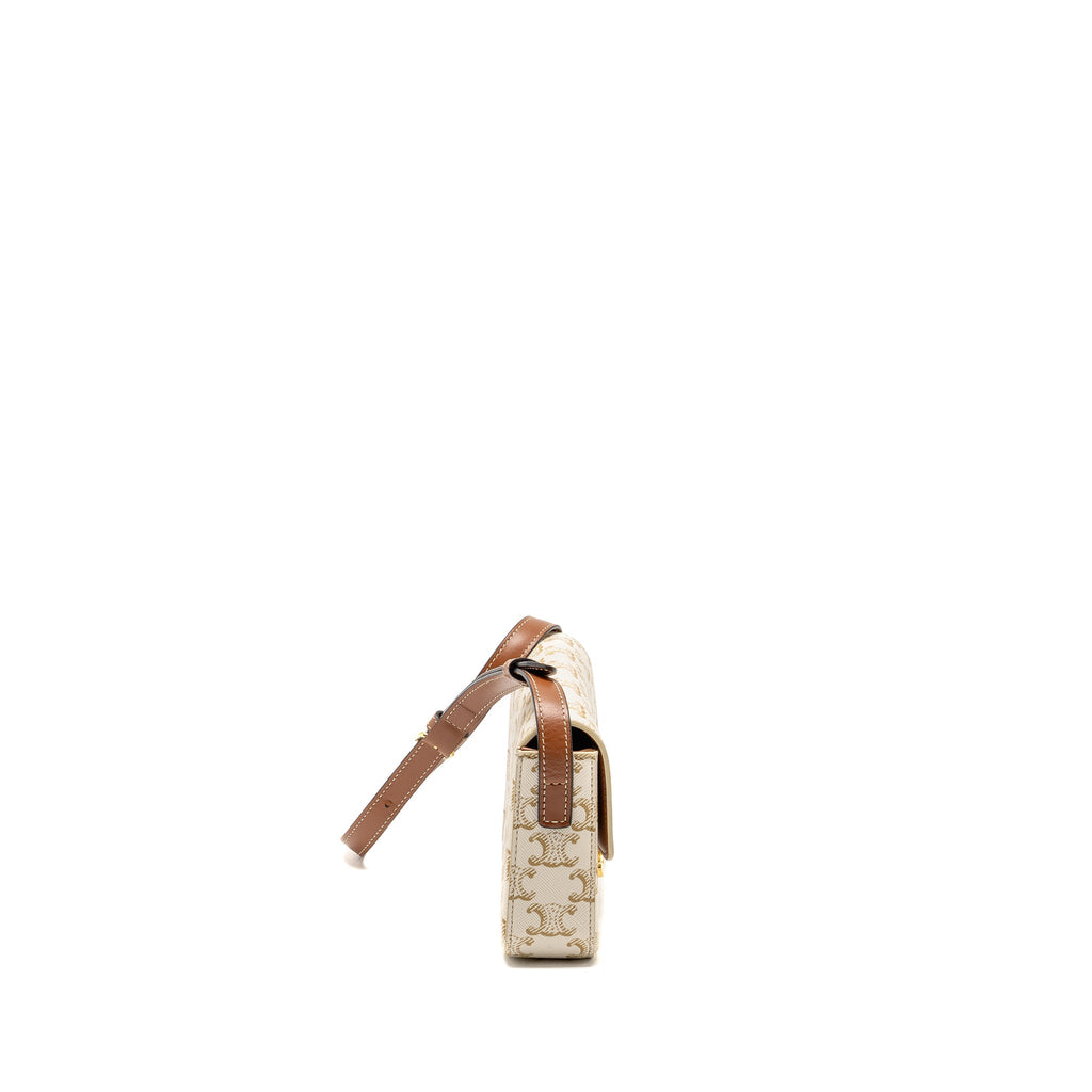 CELINE TRIOMPHE SHOUDER BAG TRIOMPHE CANVAS / CALFSKIN WHITE GHW