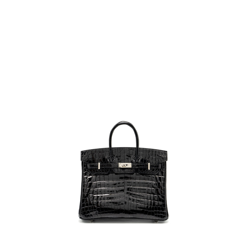 HERMES BIRKIN 25 SHINY CROCODILE NILOTICUS BLACK SHW