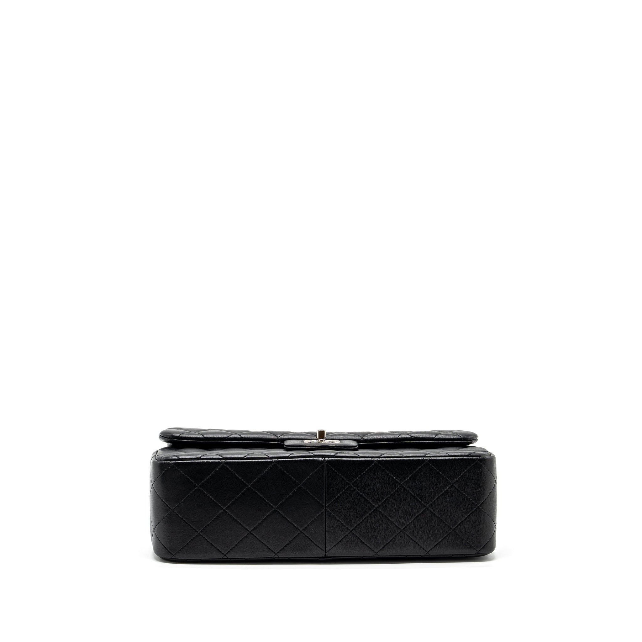 CHANEL JUMBO CLASSIC DOUBLE FLAP BAG LAMBSKIN BLACK SHW