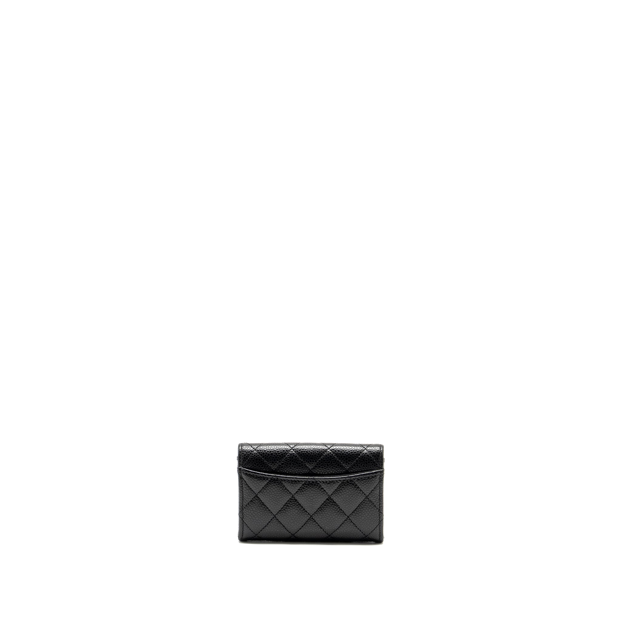 CHANEL CLASSIC FLAP CARD HOLDER CAVIAR BLACK GHW (MICROCHIP)