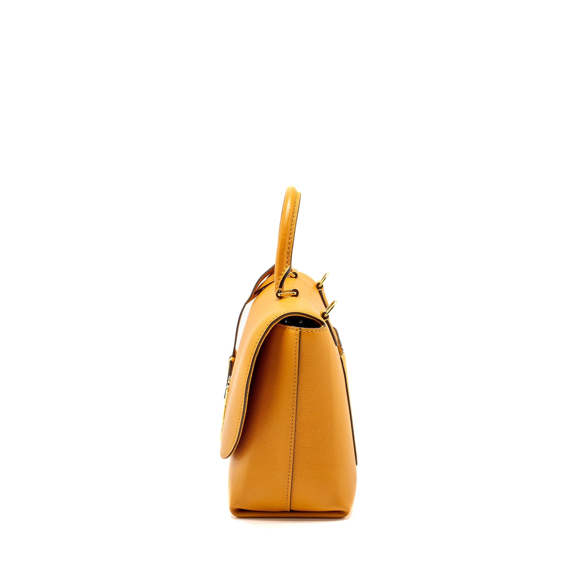 LOUIS VUITTON TOP HANDLE FLAP BAG CALFSKIN YELLOW GHW