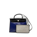 HERMES HERBAG 31 ZIP BAG TOLIE H BERLINE CANVAS/VACHE HUNTER BLUE ENCRE/BLACK SHW