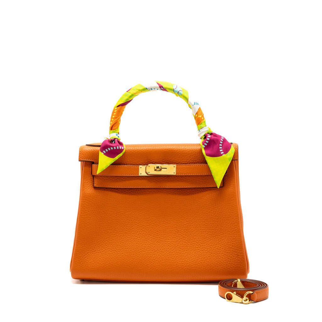 HERMES KELLY 28 CLEMENCE LEATHER 93 ORANGE GHW
