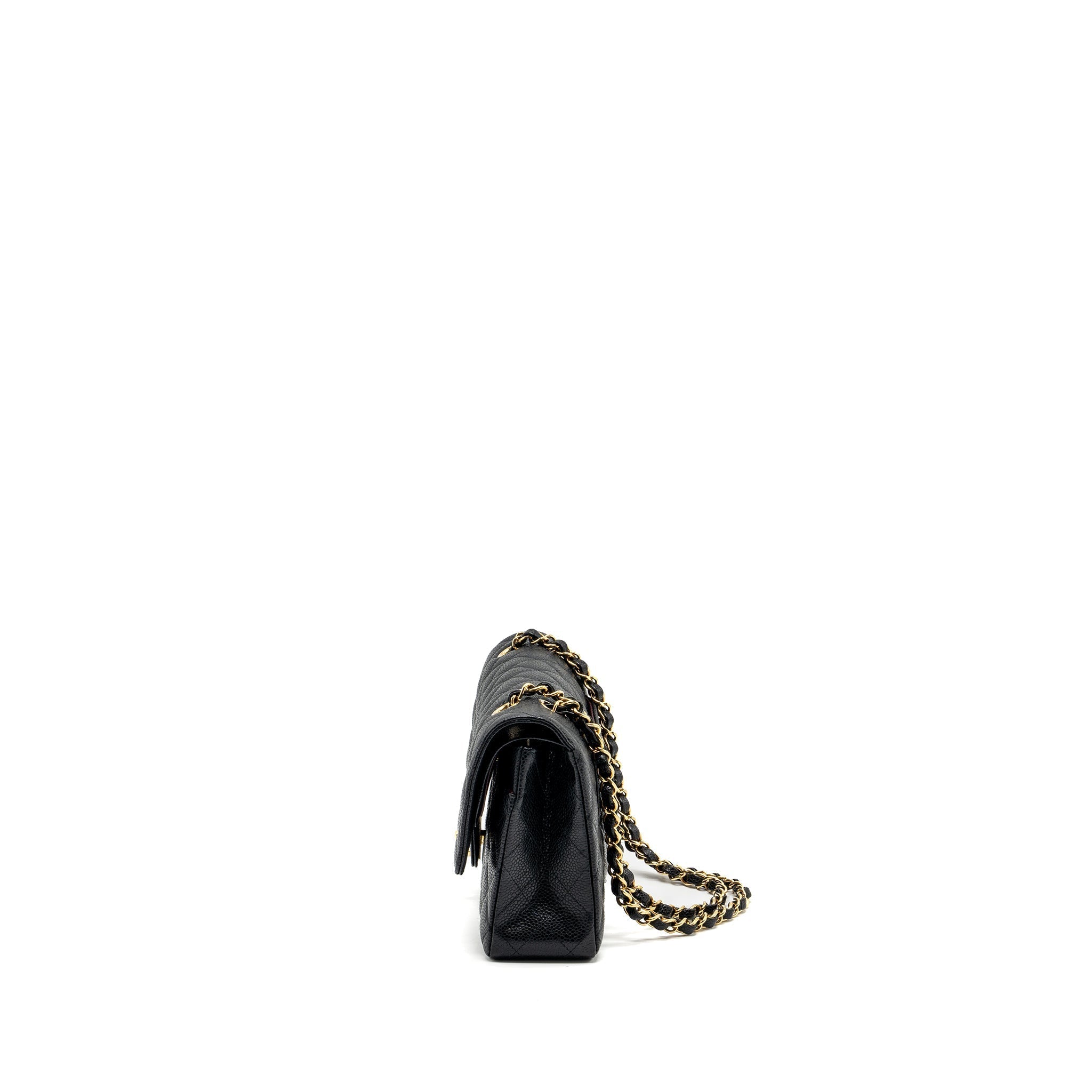 CHANEL MEDIUM CLASSIC DOUBLE FLAP BAG CAVIAR BLACK GHW (MICROCHIP)
