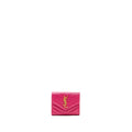 SAINT LAURENT COMPACT TRI-FOLD WALLET CALFSKIN PINK GHW